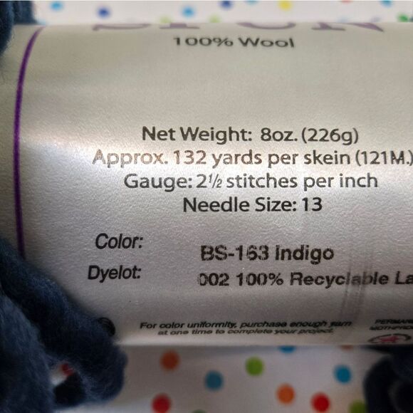 BROWN SHEEP COMPANY BURLY SPUN 100% WOOL INDIGO BLUE 8 OZ, For Needle Sz 13 - Picture 8 of 10